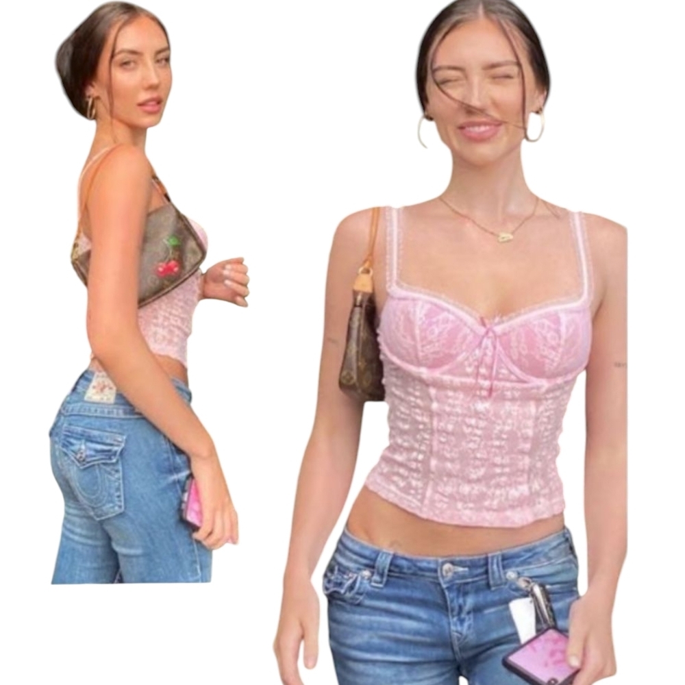 Victoria’s Secret Rare Vintage Sydney Carlson Pink Lace Bustier Corset NWT Sz L